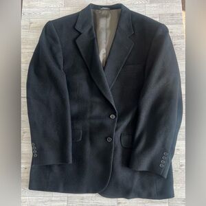 Stafford Camel Hair Blazer Mens‎ 46R Classic Fit Black Two Button Single Vent